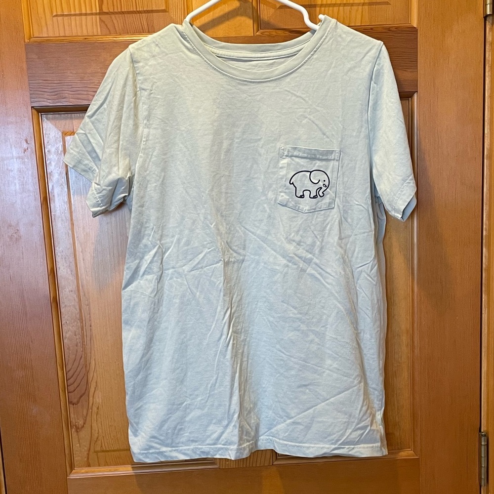 Ivory Ella light blue floral elephant top